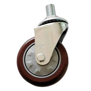 Ruedas Giratorias de Acero de 4 Pulgadas con Eje Roscado, Rueda de Poliuretano, Superficie Galvanizada, Rodamiento de Bolas, Personalizable OEM - Product Image 1