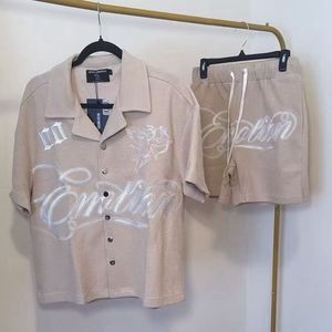 Ensemble <span class=keywords><strong>de</strong></span> broderie gaufrée Niche, T-shirt <span class=keywords><strong>POLO</strong></span> ME Mix Emotions pour <span class=keywords><strong>Homme</strong></span> et Femme, et Short Oversize Unisexe pour l'été - Product Image 2