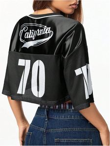 Maillot de football mignon pour femmes hauts courts vêtements de sport Streetwear d'été avec chemises en jersey de coupe automatisée à manches courtes - Product Image 3