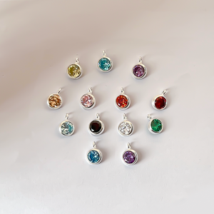 Pendentifs à breloque vintage en argent sterling 925 avec trou vertical de 4mm et pierre de naissance en zircon de 12 mois pour la fabrication de bijoux - Product Image 2