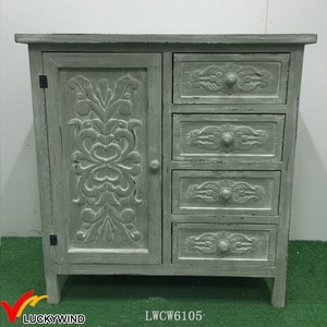 Luckywind Modern Farmhouse Tay Chạm Khắc Cửa Ngăn Kéo Nước Pháp Bên Đồ Nội Thất Cổ Nhỏ Sideboard - Product Image 5