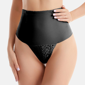 Collants de taille haute en dentelle fine de grande taille pour femmes post-partum Sexy string en forme de T respirant pantalon de contrôle culotte de mise en forme - Product Image 2