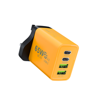 Chargeur mural rapide multi-appareils 65W PD3.0 QC3.0 2USB-C+2USB-A Prise EU US Chargeur de voyage Prise en charge de la personnalisation OEM