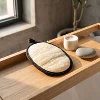 Éponge de bain ovale naturelle en loofah pour l'exfoliation corporelle, tampon en loofah biologique écologique avec sangle de maintien, exfoliant corporel pour spa et douche