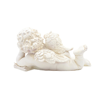 Statue de chérubin couché en résine lisant un livre, figurine d'ange blanc antique, sculpture décorative de jardin