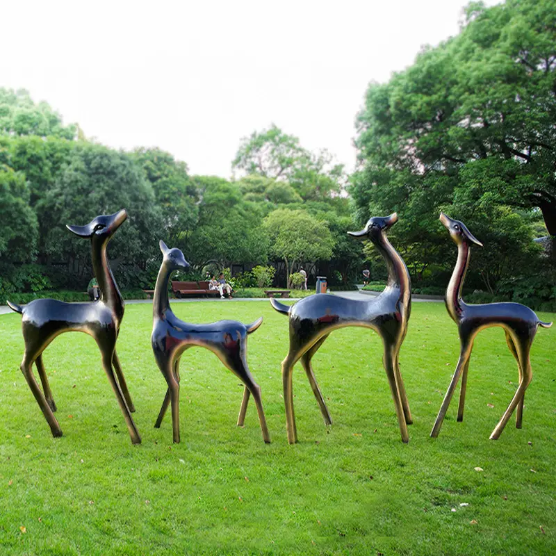 Escultura de animal gigante de fibra de vidrio económica de diseño moderno escultura de ciervo decoración de animales de estilo chino
