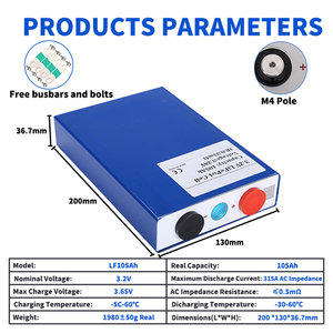 แบตเตอรี่ลิเธียมไอออนเกรด A ของยุโรป EU 3.2V EV 50Ah 100Ah 105Ah 120Ah 150Ah 160Ah 202Ah 230Ah 280Ah 304Ah 310Ah 320Ah - Product Image 4