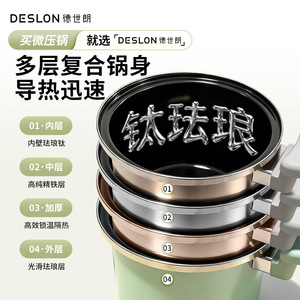 หม้ออัดแรงดันเคลือบไทเทเนียม Deslon ขนาด 4 ลิตร ไม่ติดกระทะ ใช้ได้กับเตาแม่เหล็กไฟฟ้า - Product Image 2
