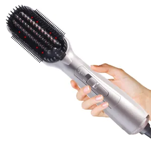 Escova secadora de cabelo infravermelha longa, escova iônica 3 em 1 para ar quente