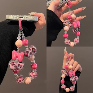 Pendentif élégant imprimé léopard avec pompon perlé et clips transparents pour sacs à main, bracelets et lanières universelles pour coques <span class=keywords><strong>de</strong></span> <span class=keywords><strong>téléphone</strong></span> portable - Product Image 3