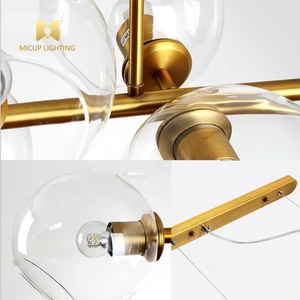 Design créatif <span class=keywords><strong>Boule</strong></span> de <span class=keywords><strong>verre</strong></span> transparente Or Noir <span class=keywords><strong>Lustre</strong></span> LED Salon Salle à manger Suspension - Product Image 4