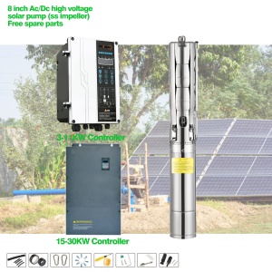 ปั๊มสกรูพลังงานแสงอาทิตย์แรงดันสูง 8 นิ้ว ใบพัดพลาสติก 3-11KW/15-30KW พร้อมคอนโทรลเลอร์ ปั๊มจุ่มแบบพิเศษ - Product Image 2