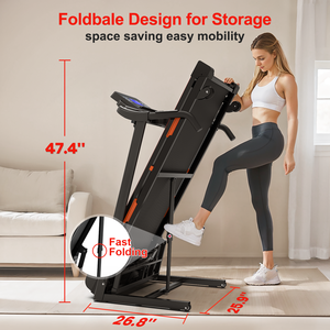 Tapis de course électrique pliable 2,5 CV pour entraînement <span class=keywords><strong>cardio</strong></span> à domicile, avec inclinaison automatique, robuste et puissant, idéal pour la maison et la salle de sport - Product Image 2