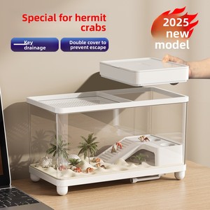 <span class=keywords><strong>Terrarium</strong></span> <span class=keywords><strong>pour</strong></span> crabes ermites, petite villa de luxe en plastique, drainage automatique, double couvercle, anti-évasion, plateforme d'escalade complète - Product Image 2