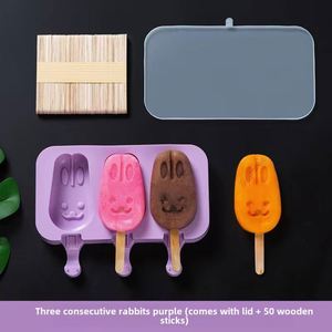 Molde de silicona reutilizable de grado alimenticio con forma de cubo para helados caseros, paletas y crema, diseño de dibujos animados, para el hogar, venta al por mayor - Product Image 4