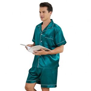 <span class=keywords><strong>Pigiama</strong></span> da <span class=keywords><strong>Uomo</strong></span> Personalizzato 2026 in Seta e Raso, Set <span class=keywords><strong>Corto</strong></span> <span class=keywords><strong>Estivo</strong></span> per <span class=keywords><strong>Uomo</strong></span>, Completo da Notte - Product Image 3