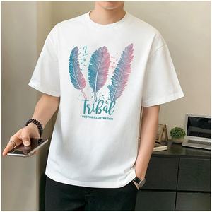 T-shirt da uomo personalizzata 100% maniche corte in tessuto di cotone traspirante - Product Image 2