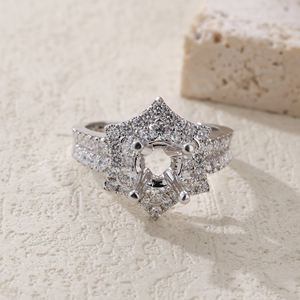 Vente en gros de bijoux en or blanc 18 carats naturel de qualité supérieure avec diamant blanc de 1 à 2 carats pour femmes semi-montage délicat pour anniversaire - Product Image 3