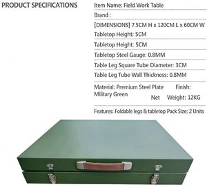 Table de camping pliable, hauteur réglable, table en acier robuste pour le camping en plein air et les pique-niques - Product Image 5