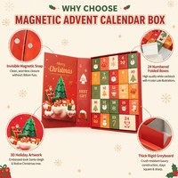 Boîte de calendrier de l'Avent de Noël 30x7x24cm avec fermeture magnétique rouge, compte à rebours de 24 jours, boîte surprise à tiroirs pliables, boîte cadeau en gros