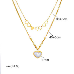 Trendy Waterproof Pearl Heart Stainless Steel 18k Gold Plated Non-Tarnish <b>Long</b> Pendant <b>Necklace</b> Unisex High End Designer - Product Image 3