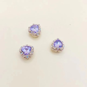 Electroplated Colored Crystal Alloy Heart <b>Beads</b> With Straight Holes For Jewelry Making DIY Keychain Necklace Small - Product Image 4