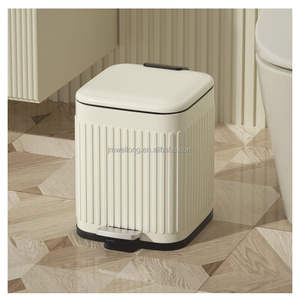 سلة تتحرك بدواسة سعة 6 لتر مربعة الشكل مع غطاء داخلي يغلق بسلاسة سلة قمامة سلة قمامة مرحاض مطبخ سلة قمامة بتصميم تراثي - Product Image 6