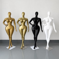 Maniquíes de Fibra de Vidrio de Guangzhou, Maniquíes de Talla Grande para Ropa, Maniquíes Femeninos Curvilíneos de Cuerpo Completo en Dorado Mate