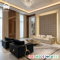 Ensemble de canapés de luxe haut de gamme de style italien moderne et élégant en tissu velours, mobilier de salon sectionnel pour projets de villas et de manoirs