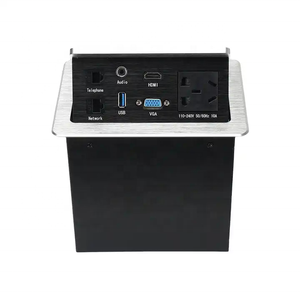 Prise de courant escamotable avec 1 prise, ports USB-A, et ports réseau/téléphoniques, pour bureau - Product Image 1