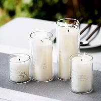 Porte-bougie cylindrique en verre transparent, tube en verre droit et haut pour bougies piliers, décoration de centre de table de mariage