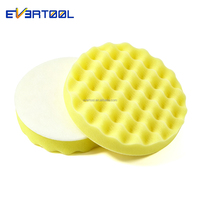 Tampon de polissage en mousse ondulée jaune EVERTOOL, fixation auto-agrippante, pour polisseuse de voiture DA RO
