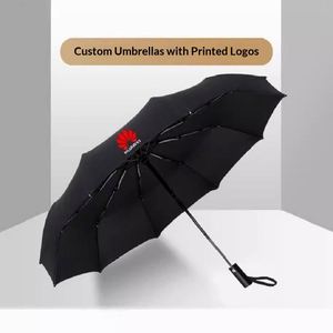 Parapluie publicitaire entièrement automatique à trois plis, anti-UV, avec logo personnalisé, en tissu anti-choc, design moderne, pour le soleil - Product Image 2