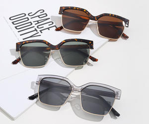 ADE WU STY95159H lunettes de soleil demi-monture à la mode femmes populaire cadre Transparent lunettes de soleil carré <span class=keywords><strong>écaille</strong></span> de tortue nuances UV400 mâle - Product Image 5