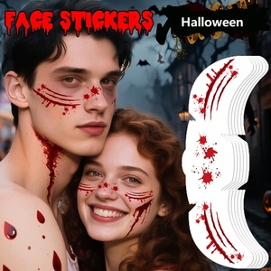 Set de 6 Pegatinas Faciales de Halloween, Adhesivos de Murciélagos Espeluznantes para <span class=keywords><strong>Mujer</strong></span>, Pegatinas de Ojos Horripilantes, Adhesivos de Huellas de Calabaza - Product Image 1