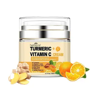 Herbicos Turmeric Vitamina C Brightening Skin Cream Hidratante Hidratante Nutritivo Calmante Iluminar Creme Facial