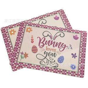 Manteles Individuales de Plástico PP Tangfeng Bunny Loves You, Cuadrados, Impermeables, Aislantes del Calor, Impresos Personalizados para Decoraciones de Pascua - Product Image 1