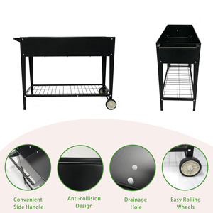 Jardinière surélevée en acier galvanisé facile à assembler avec roues et étagère de rangement, bac à plantes mobile <span class=keywords><strong>surélevé</strong></span> pour le jardinage - Product Image 5