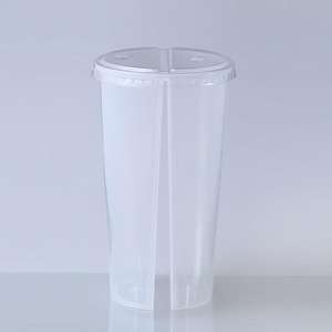 Bicchieri in Plastica per Bubble Tea e Succhi <span class=keywords><strong>da</strong></span> 18/22/24oz con Coperchi, Bicchieri Monouso in PP, Bicchieri Divisi a Metà - Product Image 6