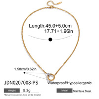 Collier pendentif MECYLIFE étanche en acier inoxydable plaqué or 18 carats, bicolore, double cercle, cœur et croix, à faire soi-même
