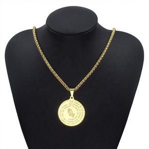 Loftily de Amén hermano regalo 14K oro manos rezando Biblia verso colgante de joyería de collar de cadena - Product Image 6