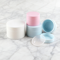 Pot cosmétique vide en plastique PP dépoli à double paroi, blanc, rose, bleu, avec logo personnalisé imprimé, 5g, 10g, 15g, 30g, 50g, 100g, 150g