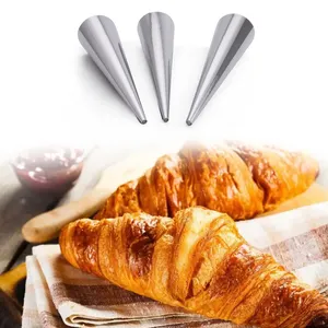 Cannoli Kit Memanggang Kue, Cetakan Croissant Stainless Steel Anti Lengket Cetakan Kue Kerucut