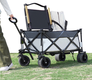 Kereta lipat portabel ditarik tangan troli pegangan ember belakang Trailer berkemah pantai dapat disesuaikan belanja OEM dapat dilipat - Product Image 3
