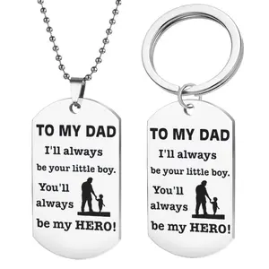 Vader Zoon Cadeau Papa En Kleine Jongen Ketting Sleutelhanger Sieraden Set Rvs Gift Voor Papa Van Zoon