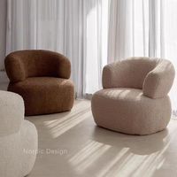 Fauteuil inclinable en laine d'agneau crème style nordique, avec tuftage, mousse haute résilience, design moderne incurvé en U, ultra doux, idéal pour hôtel
