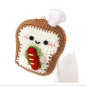 Llavero Portátil de Ganchillo Hecho a Mano con Diseño de Anime, Mini Colgante de Plástico Tejido para Bolsos con Forma de Croissant, Tostada, Vegetal y Nube - Product Image 2