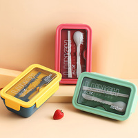 Morandi Draagbare Ecologische Herbruikbare Magnetronbestendige Lekvrije 2-compartimenten Bento Box Tiffin Lunchbox met Plastic Deksel 510ml