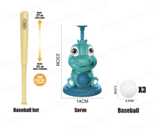 Dinosaure <span class=keywords><strong>lanceur</strong></span> <span class=keywords><strong>automatique</strong></span> enfant en bas âge ensemble d'entraînement sportif amusant en plastique batte <span class=keywords><strong>de</strong></span> Baseball jouet balles équipement d'exercice en plein air cadeau pour - Product Image 1