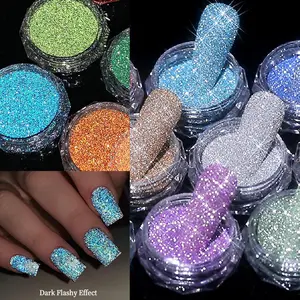 Neuankömmling Farben Disco Reflective Glitter Powder Acryl 3 in1 Bulk Nails Powder
